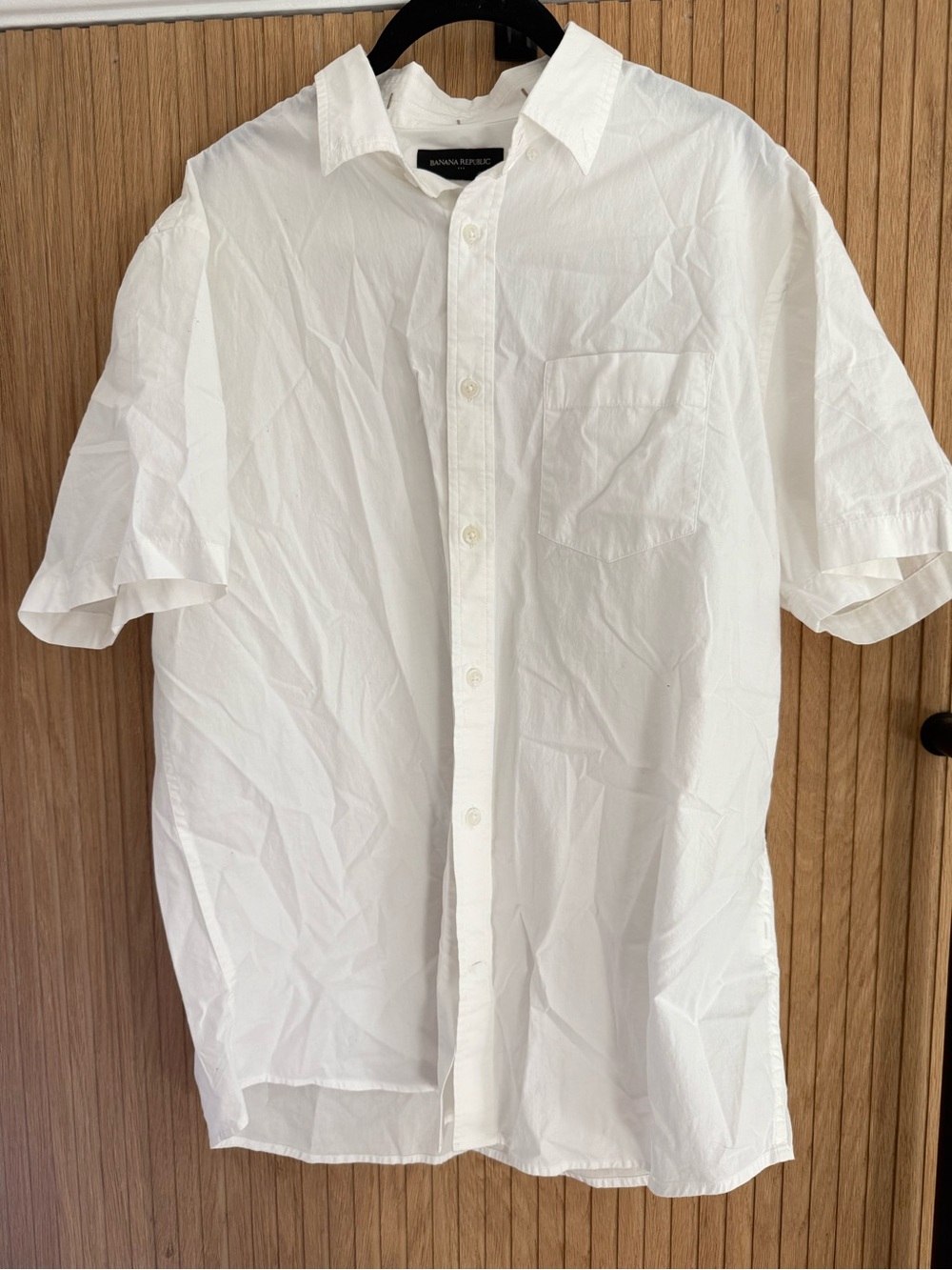 Banana Republic White Short-Sleeve Button-Down Shirt